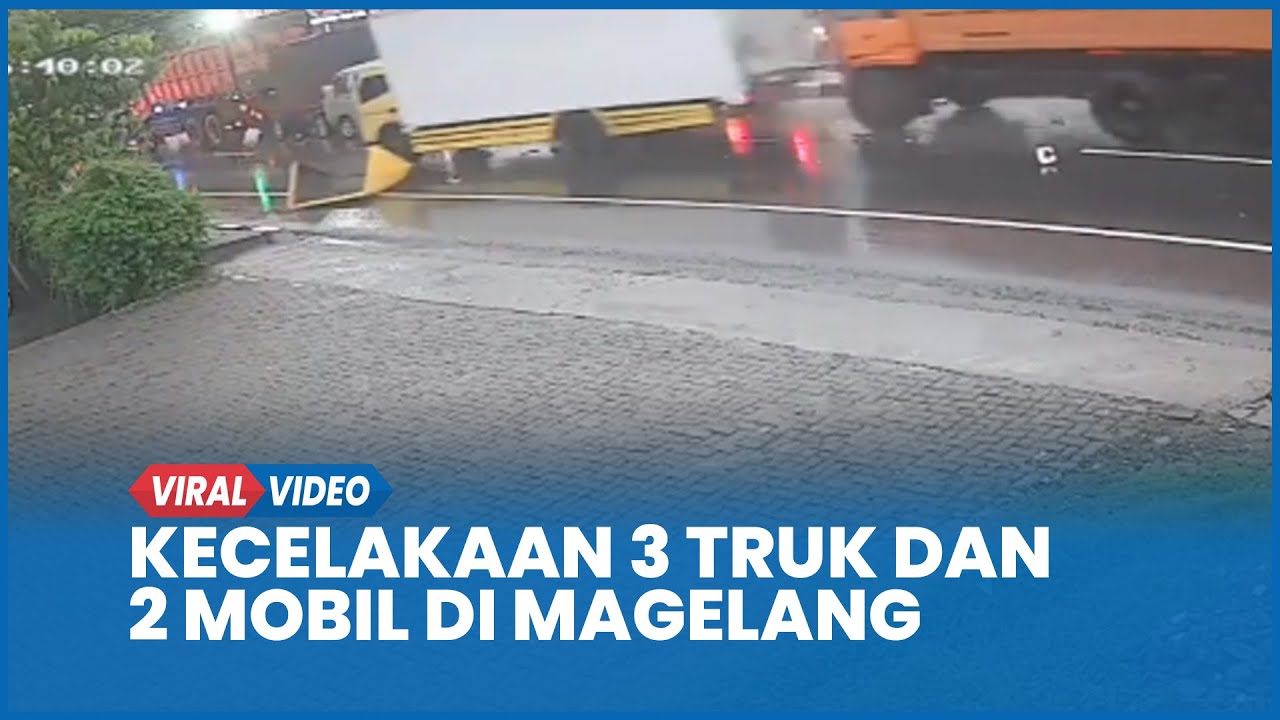 Detik-detik Kecelakaan Truk Tronton Rem Blong Tabrak 2 Truk dan 2 Mobil di Magelang