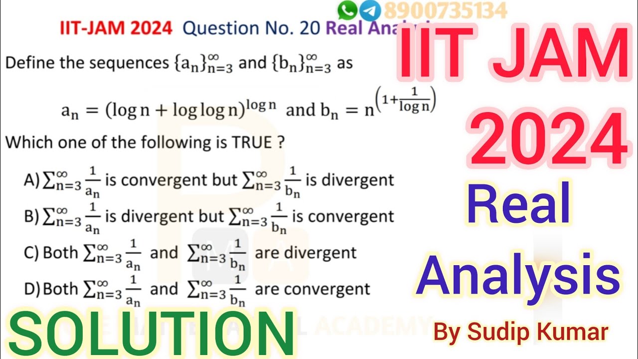 IIT JAM 2024 Real Analysis Solution | IIT JAM 2024 Mathematics Section A Q.No 20  Solution | By PMA