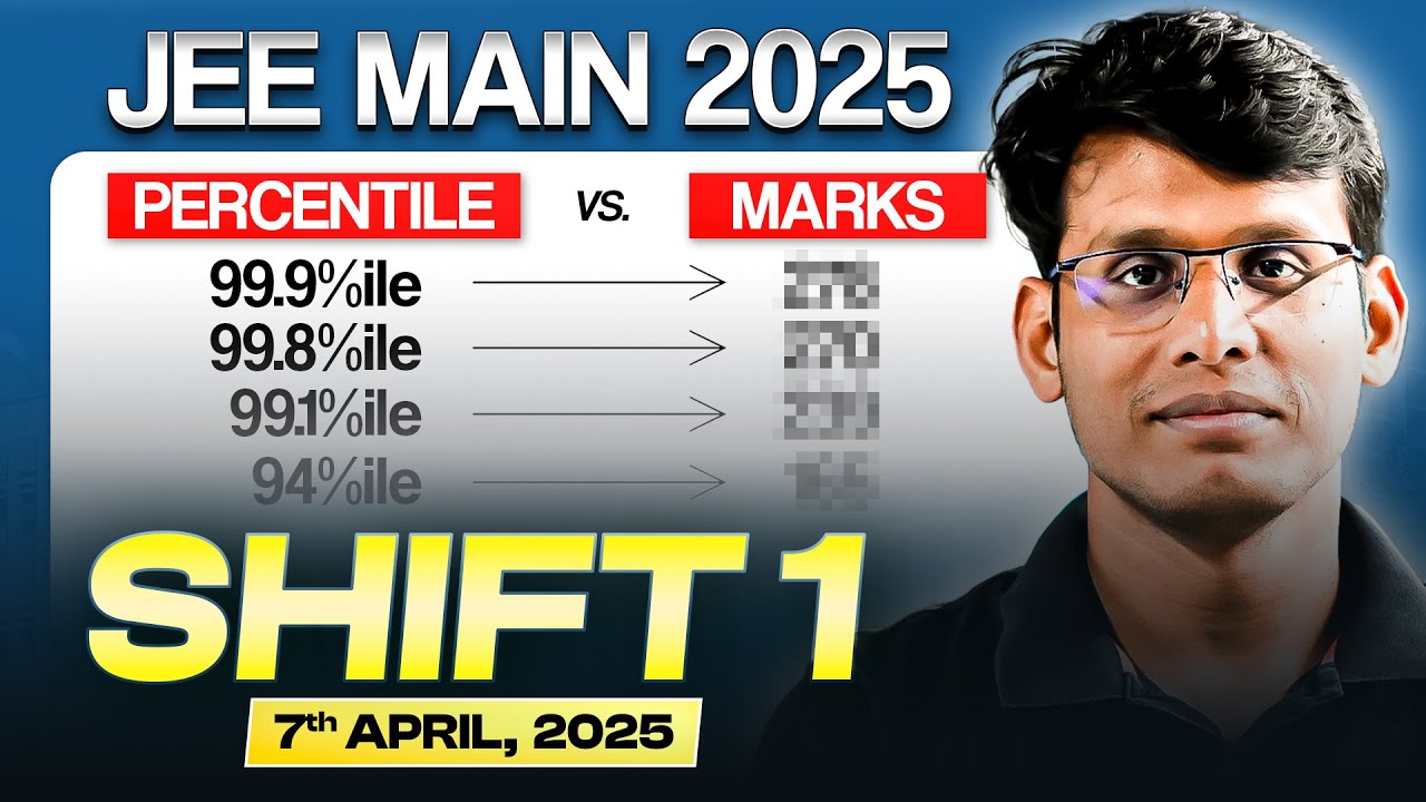JEE Main 2025 : APR 7 SHIFT 1 | *EXPECTED MARKS Vs. PERCENTILE!*