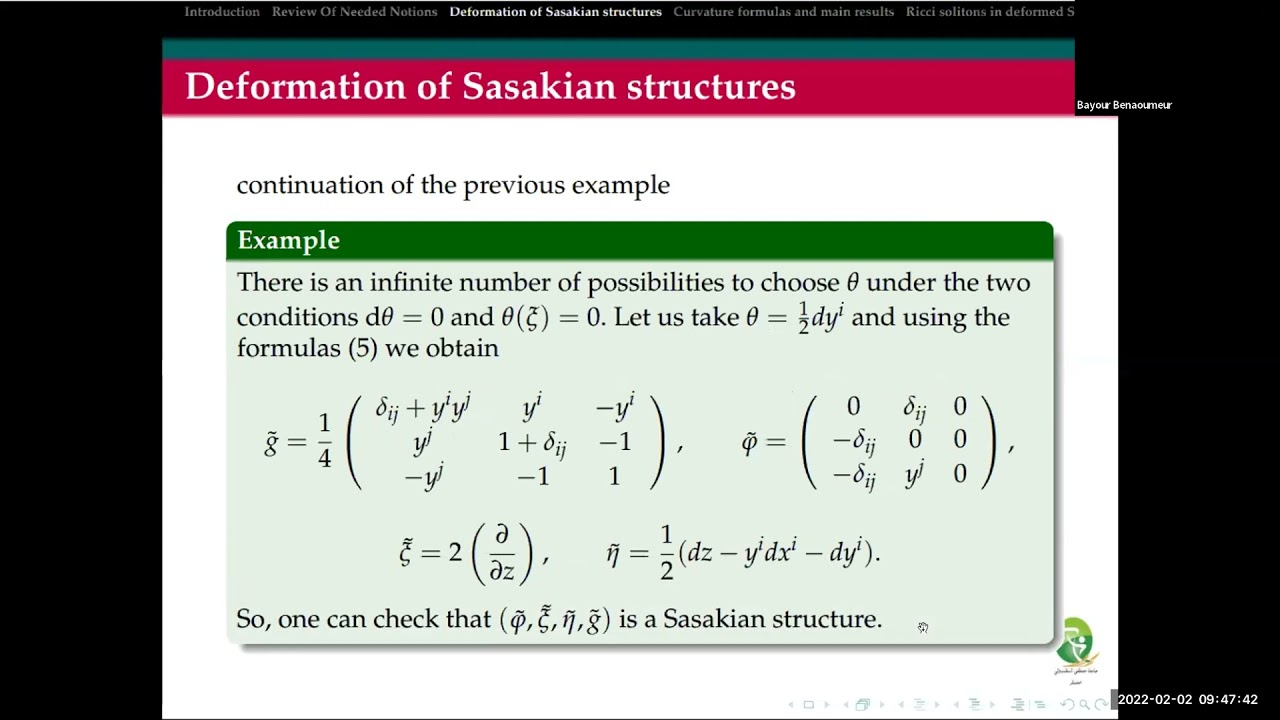 MATH2022 - Ricci Solitons on Sasakian Manifolds Under A New Deformation, Bayour Benaoumeur
