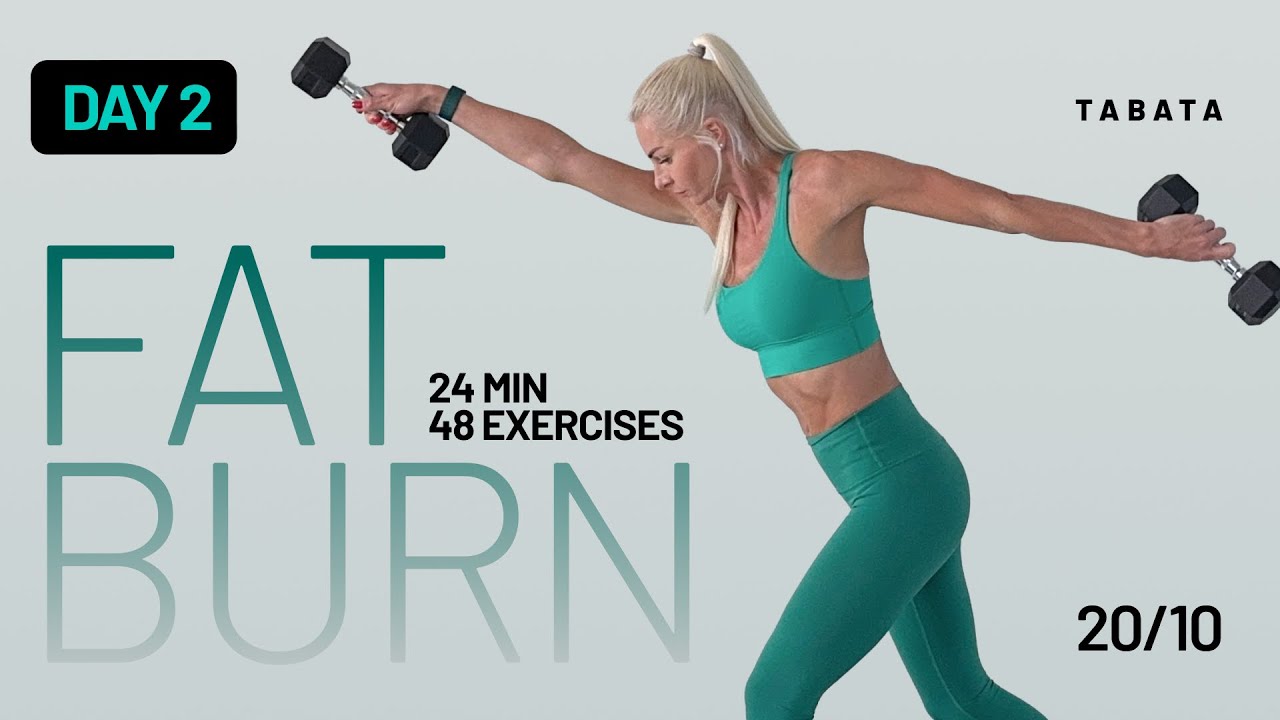 24 Min Cardio & Weight Fat Burn Tabata | Full Body Workout | Fat Burn Series – Day 2