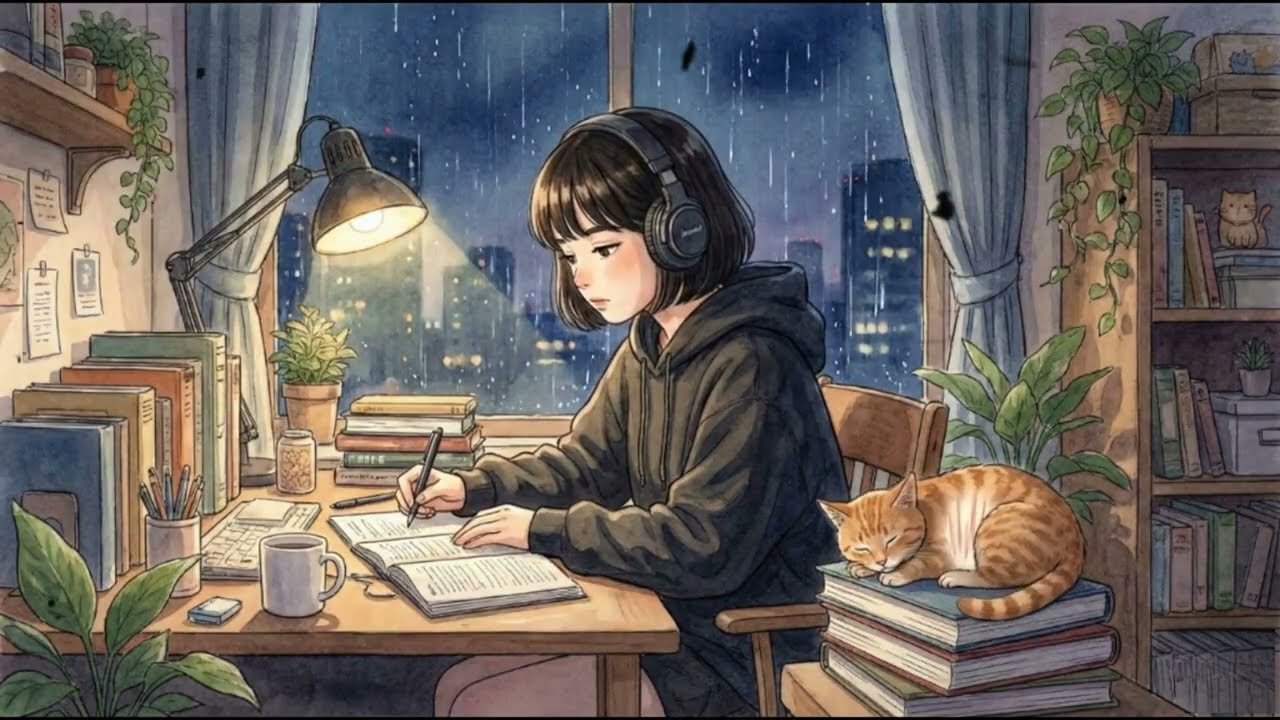 1 Hour Lofi Hip Hop 🌧️ Rain Sounds for Studying & Focus [The Loft Vibes]