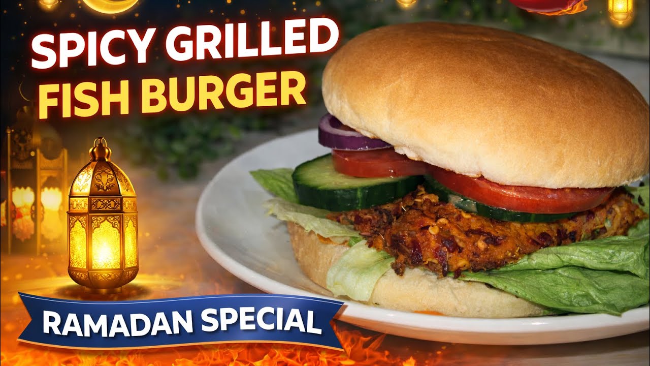 Spicy Grilled Fish Burger 🍔 | Ramadan Special | #ramadan #food #recipe #iftar #burger 