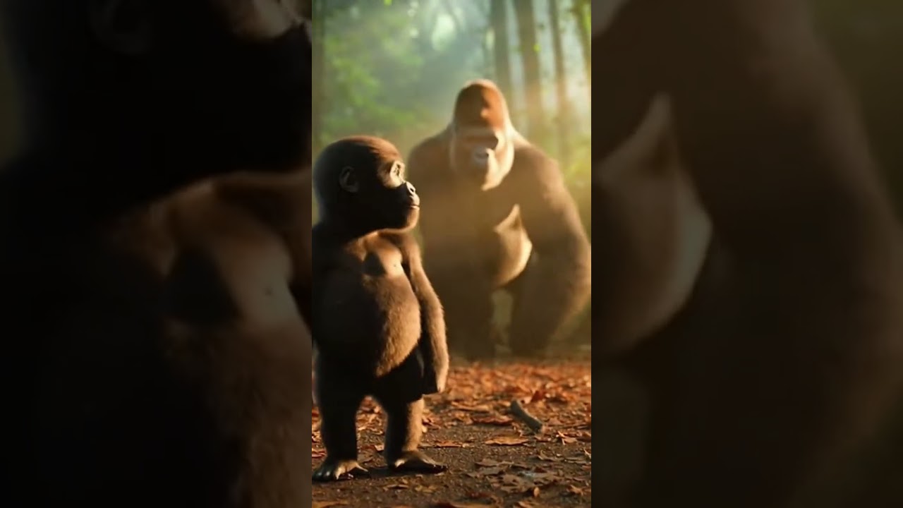 Hyenas vs. Baby Gorilla... then DADDY arrived! 😤🛡️ 