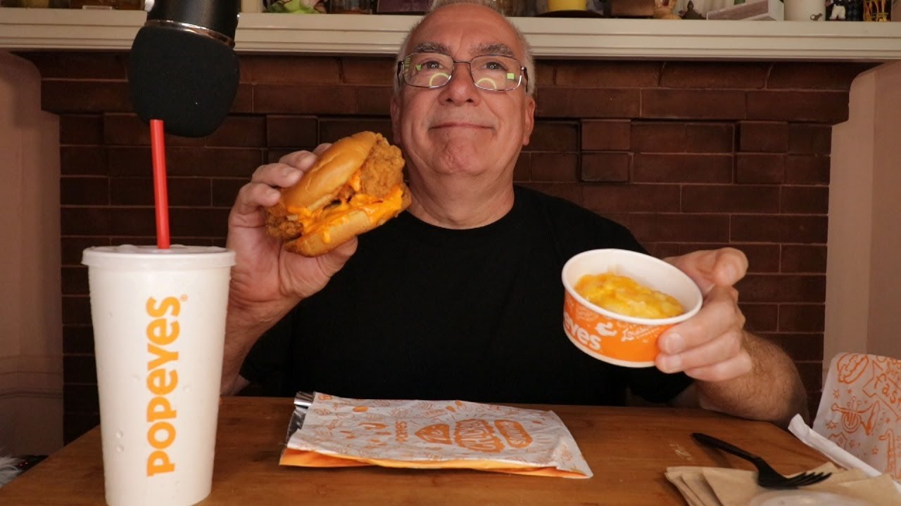 ASMR Eating Popeye's New Buffalo Ranch Chicken Sandwich