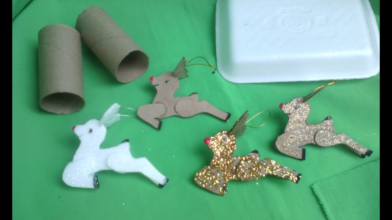 ADORNOS PARA EL ARBOL CON TUBOS DE CARTON O BANDEJAS DESECHABLES