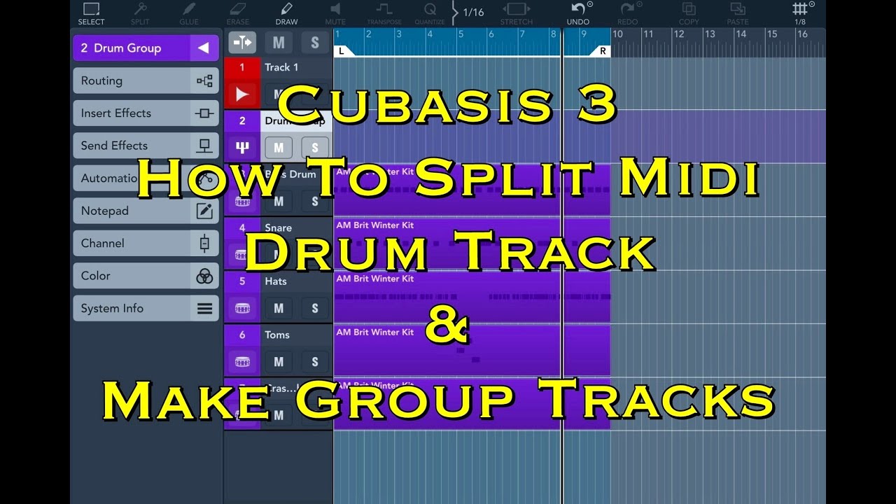 Cubasis 3 Tutorial - How To Split Midi Drum Tracks & How To Make A Sub Group Mix