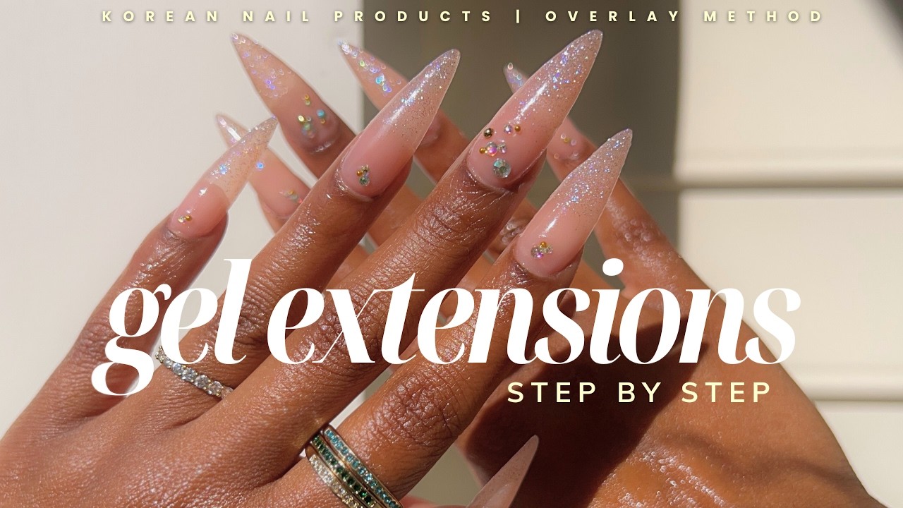 How to Do Gel X Nails At Home Using Korean Gel Nail Products | overlay method | gel x nails tutorial
