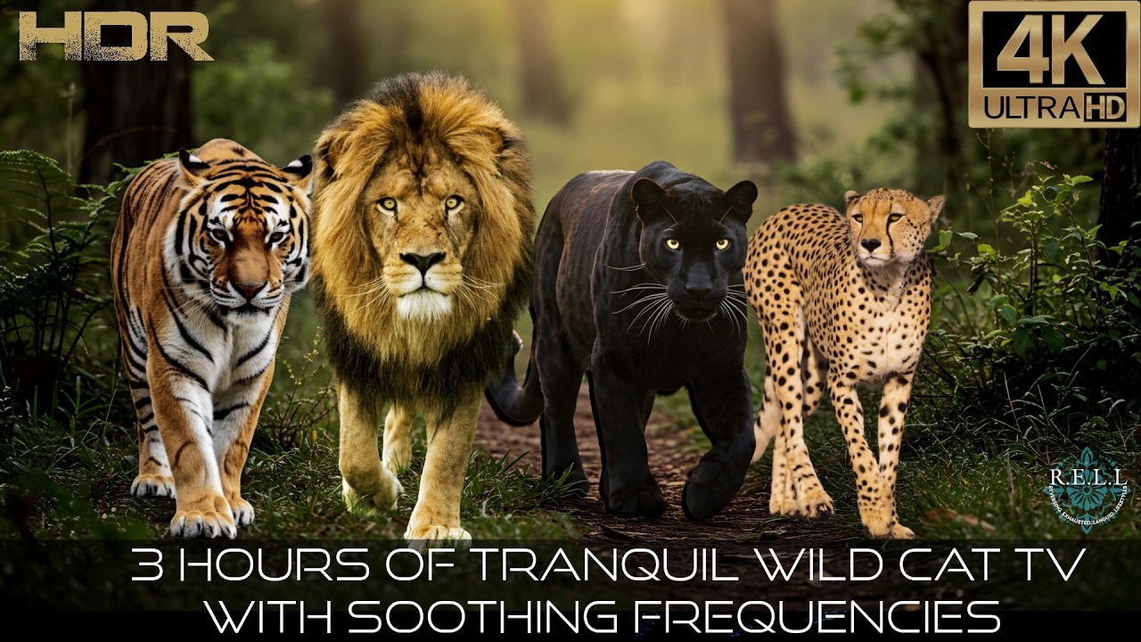 3 Hours of Tranquil Wild Cat TV with Soothing Frequency