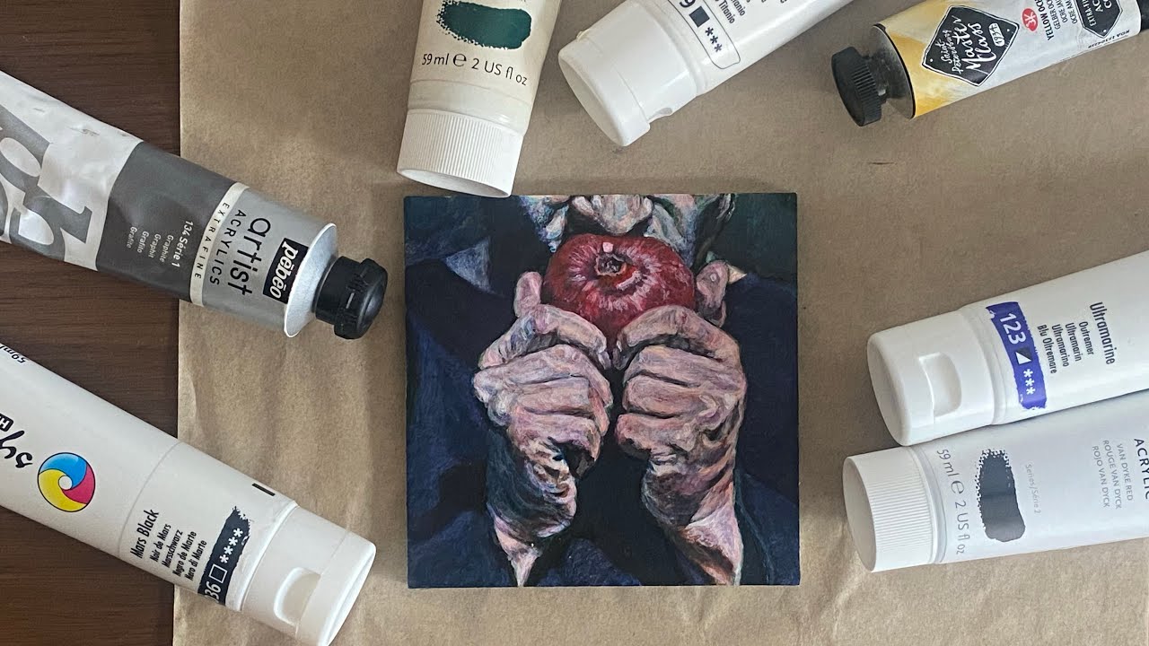 Hands painting in acrylic