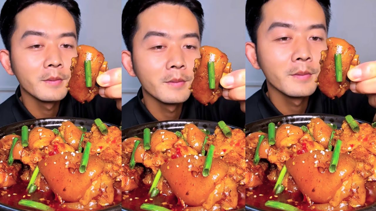 Mukbang Eat three layers of pork with a sour and spicy taste.Delicious#eat #mukbang #pork#delicious 