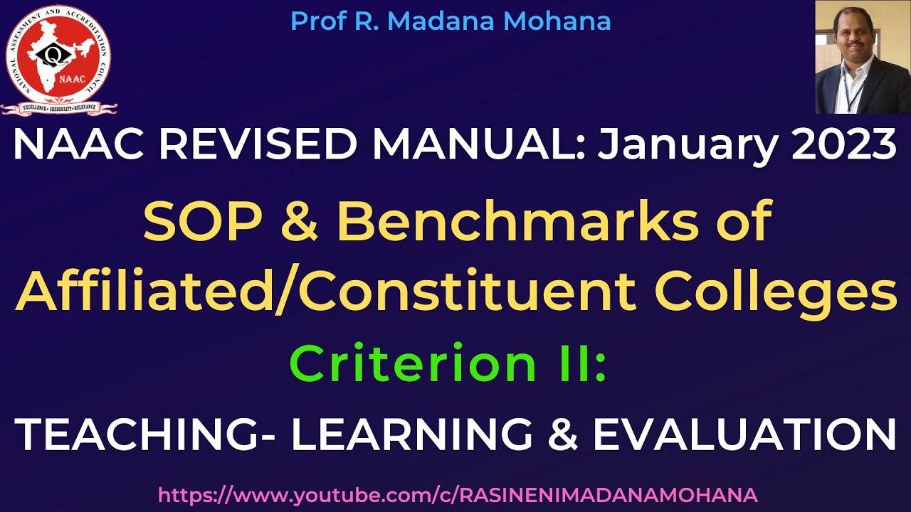 Teaching - Learning and Evaluation (C2) | SOP & Benchmarks | NAAC Affiliated Colleges - January 2023