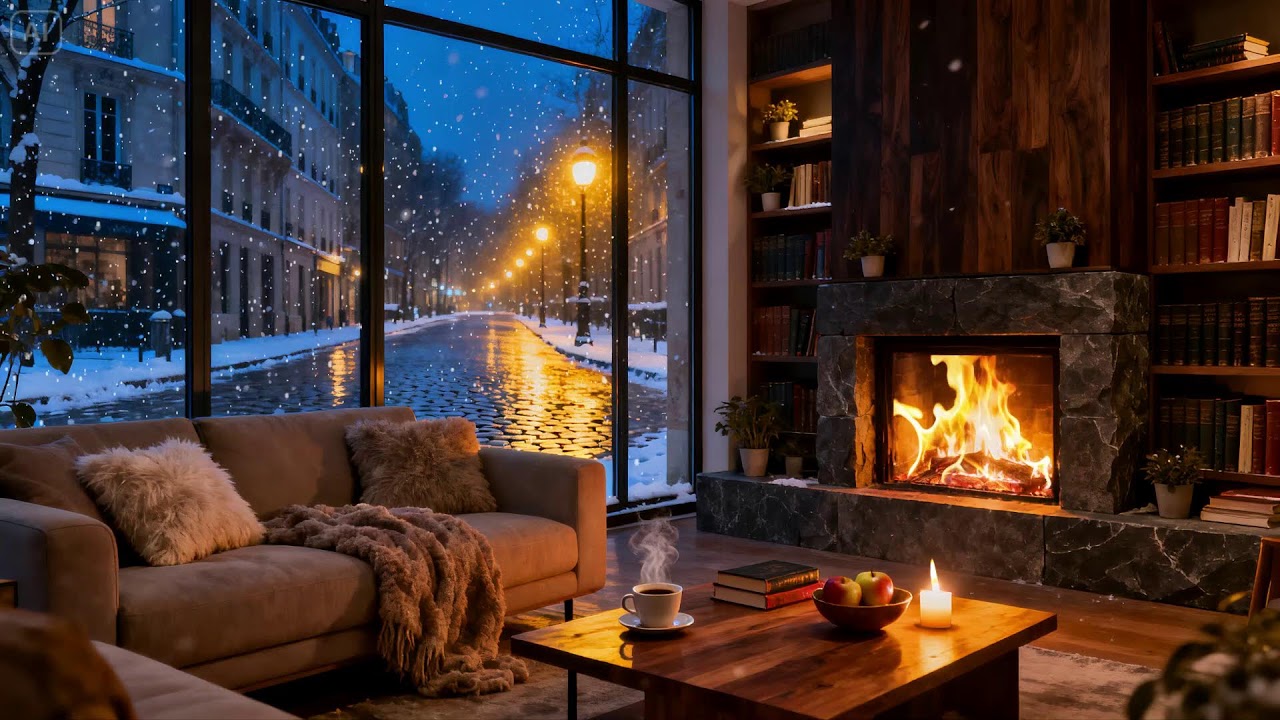 Winter Snowfall  + Warm Fireplace 🔥 - Ultimate Study & Work Focus Mix
