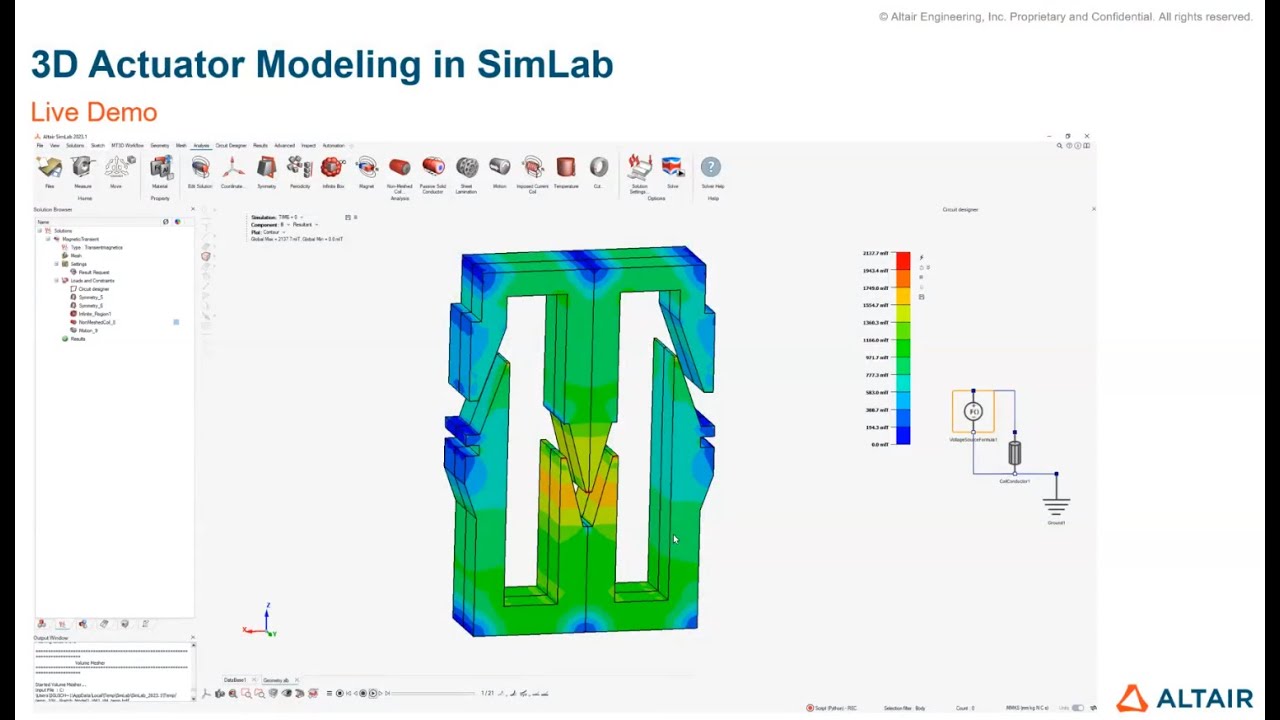 3D Actuator modeling in Altair Simlab