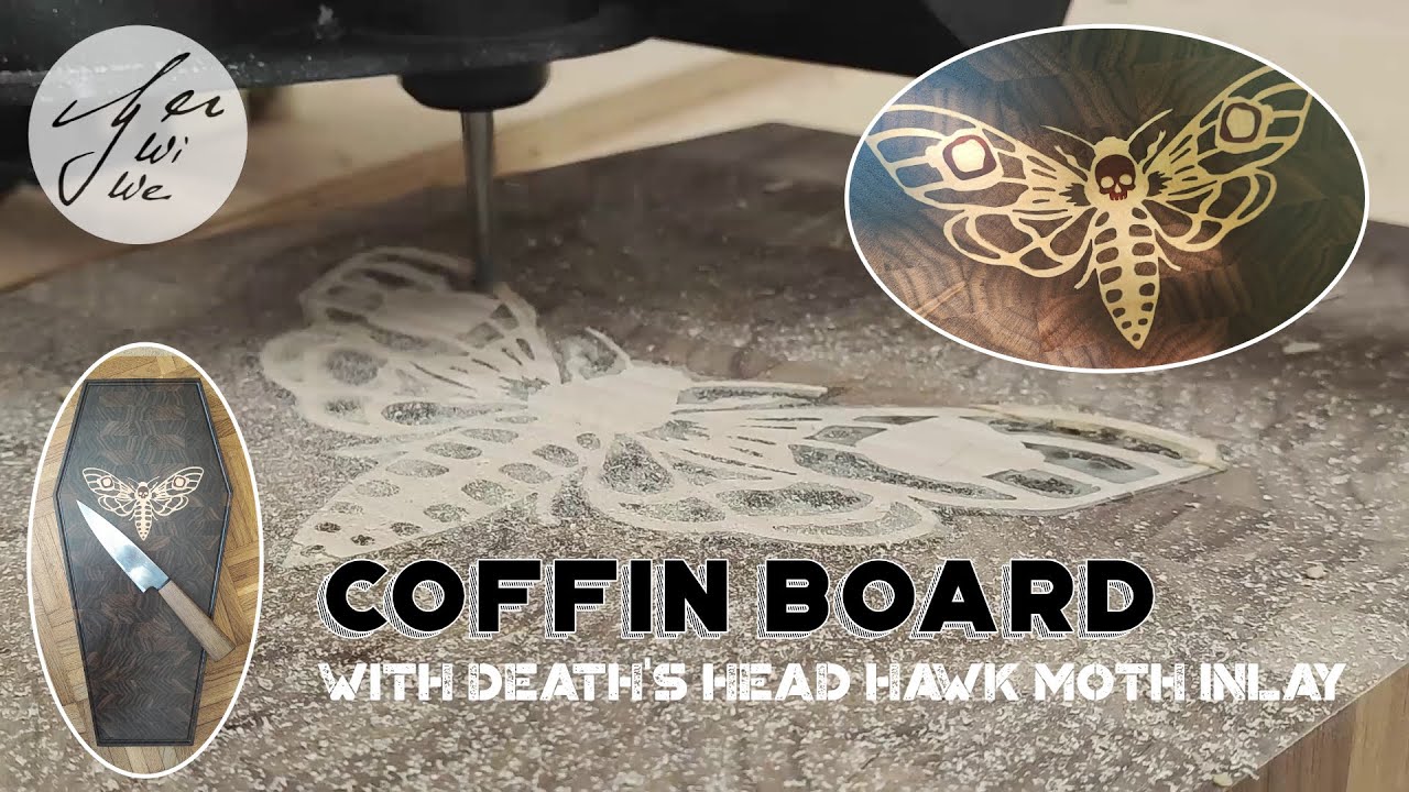Coffin Board with Death's Head Hawkmoth Inlay - LowRider 4 CNC - Silence of the Lambs