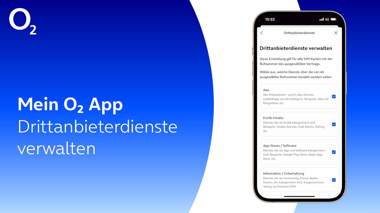 Mein o2 App - Drittanbieterdienste verwalten