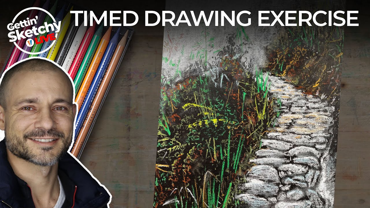 Drawing a Path with Pastel Pencils - Timed Drawing Exercise
