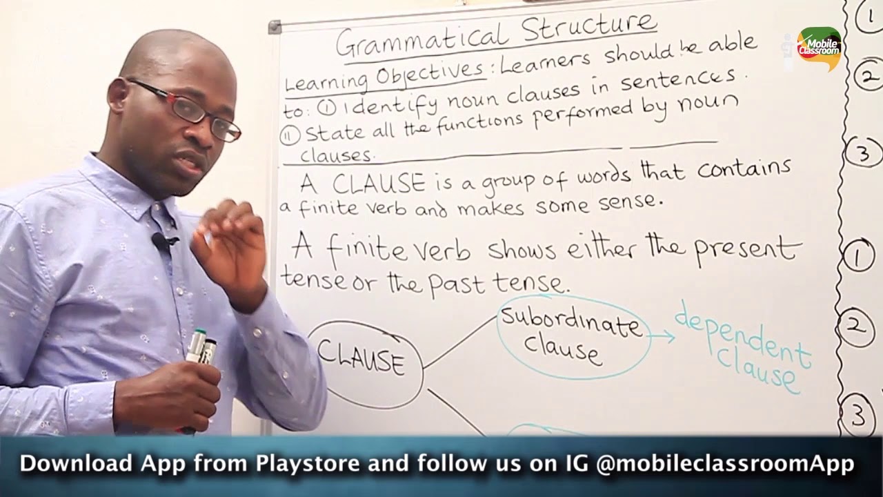 English Language 101 - Grammatical Structure Noun Clause Part 1 - Mobile Classroom App Nigeria