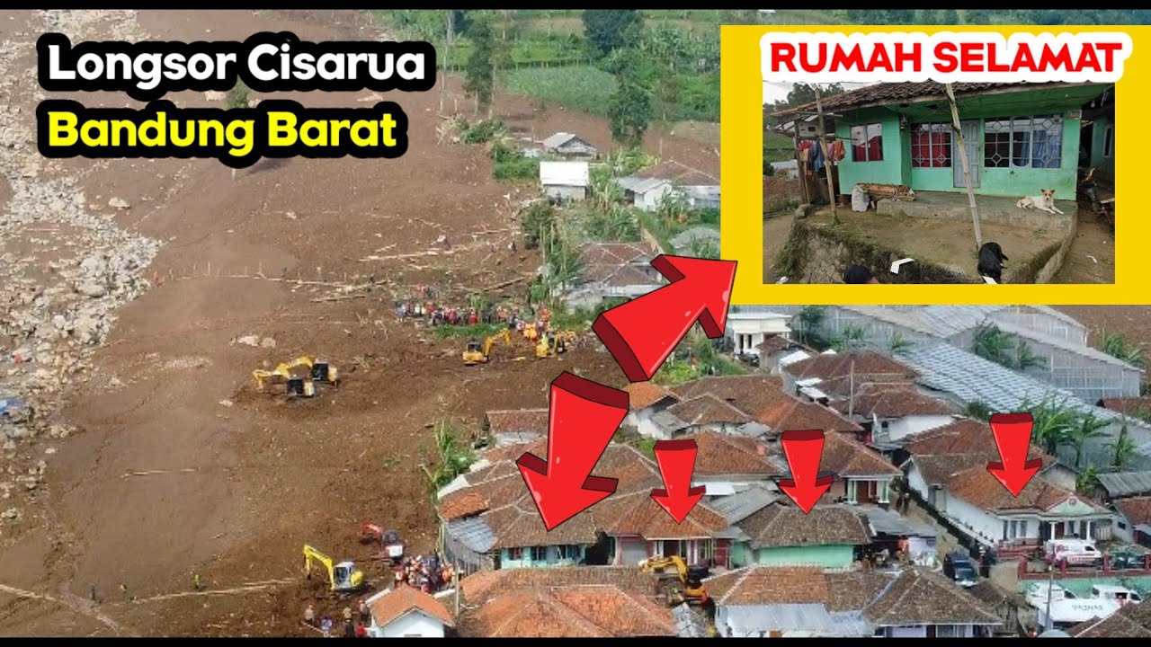 KONDISI Perkampungan sebelum dan setelah longsor di Cisarua Kabupaten Bandung Barat