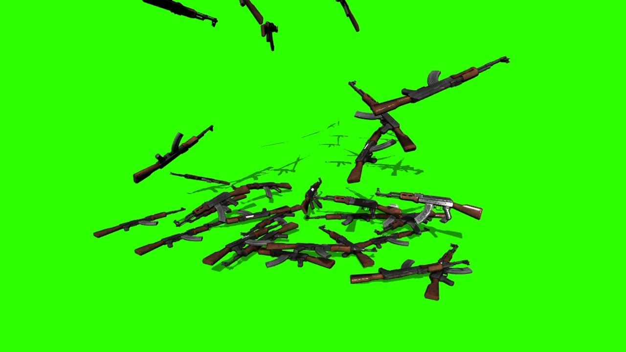 Guns Falling #1 / Green Screen - Chroma Key