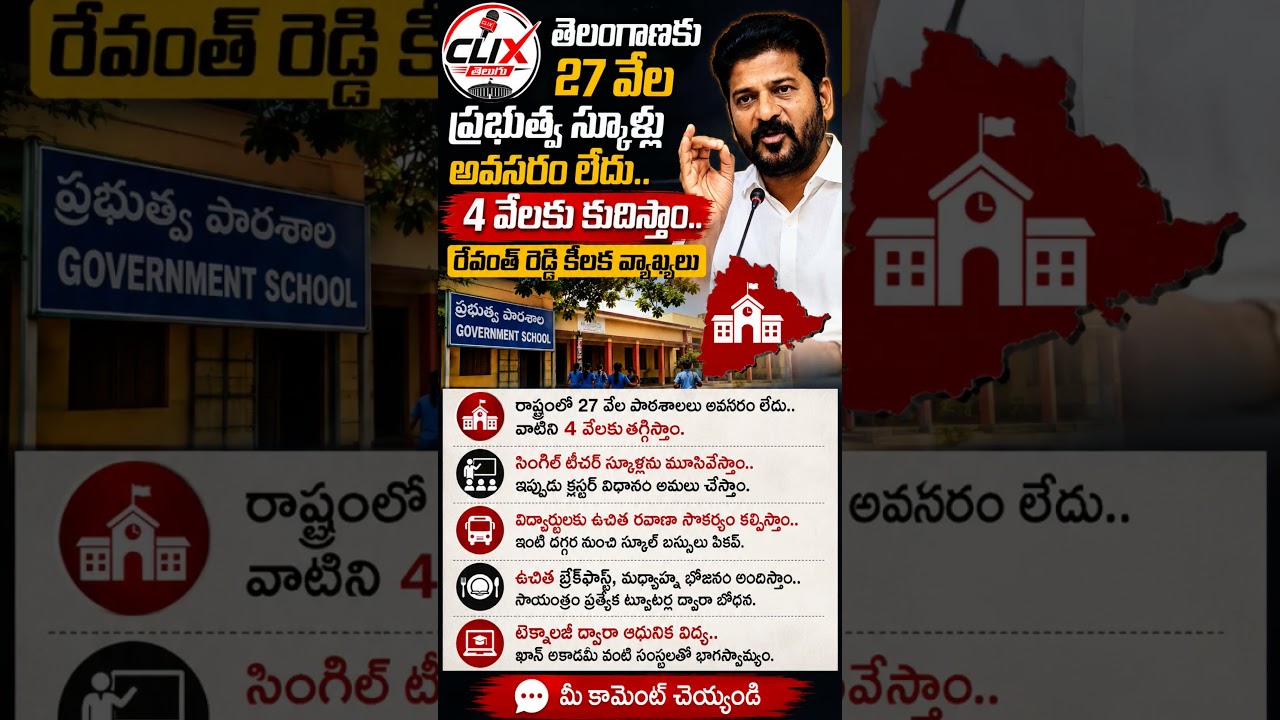 తెలంగాణలో 27 వేల స్కూళ్లు అవసరం లేదా? రేవంత్ సంచలన వ్యాఖ్యలు | TS Breaking News #clixtelugu