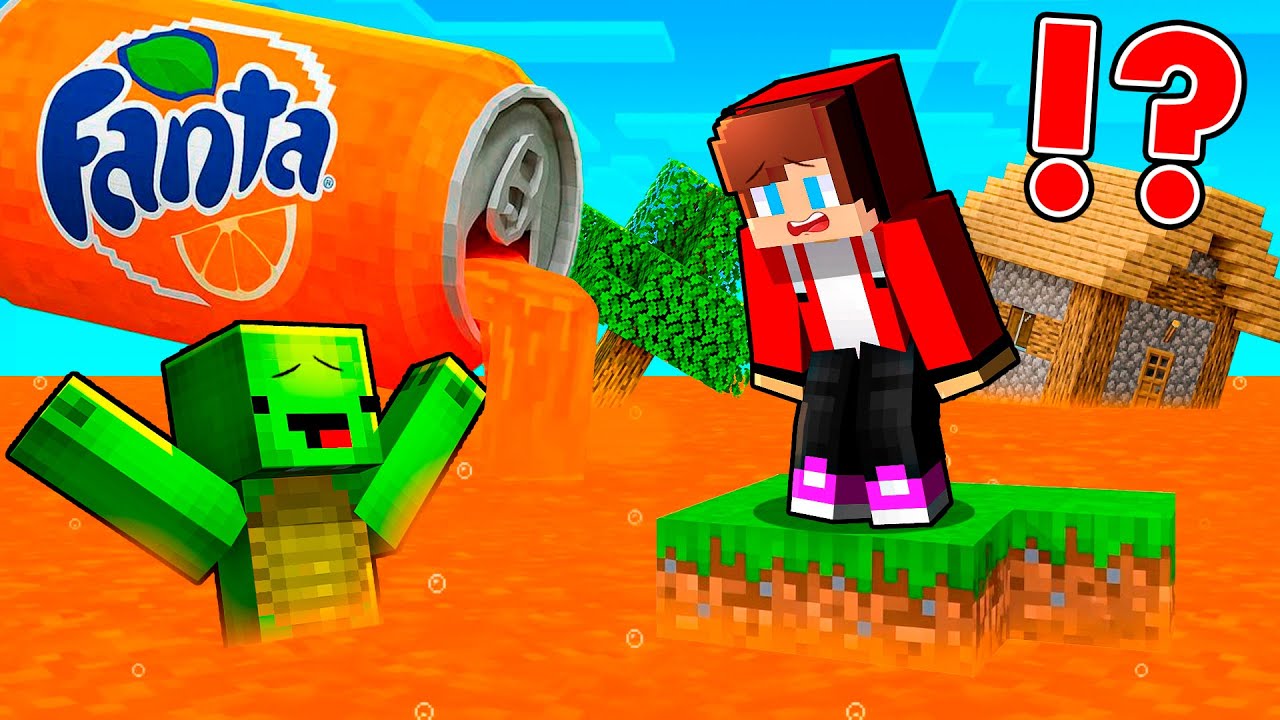 JJ and Mikey SURVIVE in a WORLD FILLED with FANTA in Minecraft (Maizen)