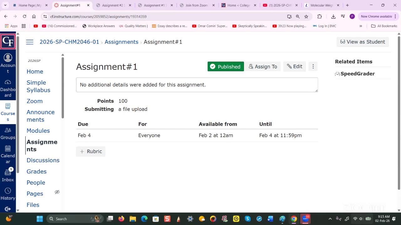 2026-SP-CHM2046-01: General Chemistry II