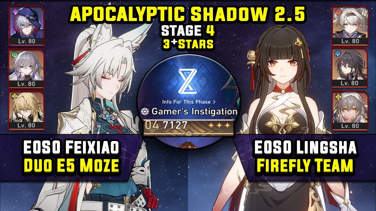 E0 Feixiao Carry & E0 Lingsha And Firefly (3 звезды) Apocalyptic Shadow 4 Honkai Star Rail 2.5