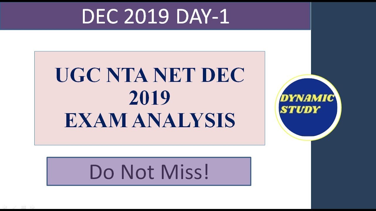 Day 1 Exam Analysis NTA NET Dec 2019
