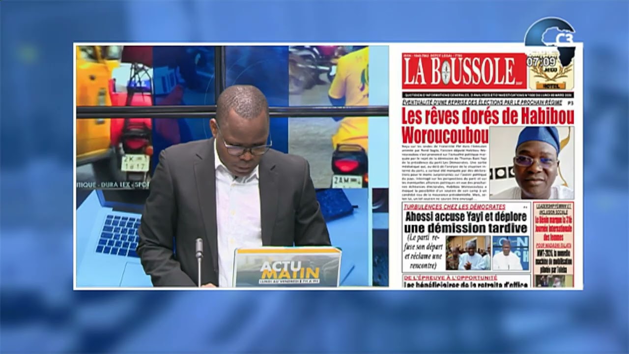 Actu matin. Intro, menu et unes des journaux du 09 mars 2026