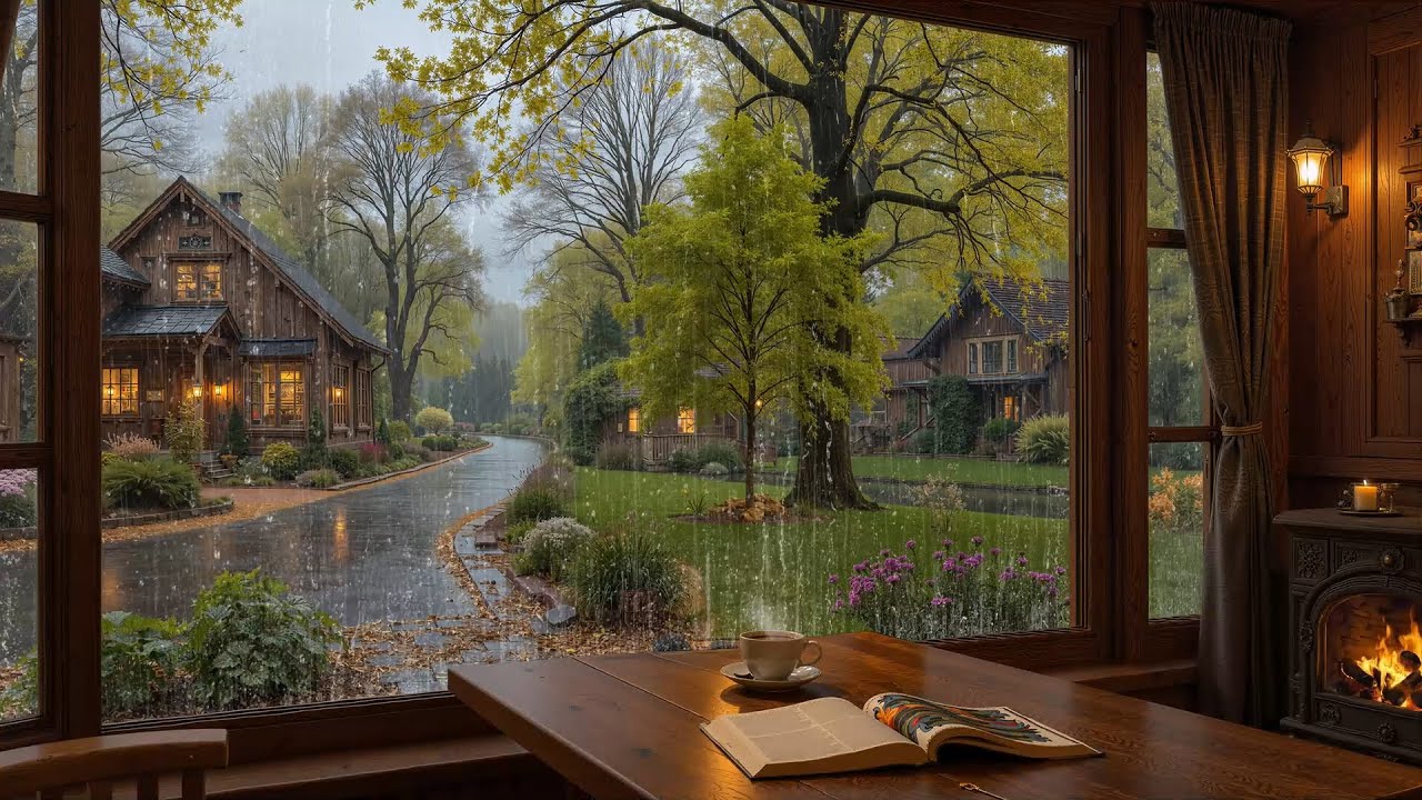 Elegant Jazz Music & Rain on Windows for Relaxation, Sleep 🌧️ Warm Jazz Rhythms & Cozy Cafe Ambience