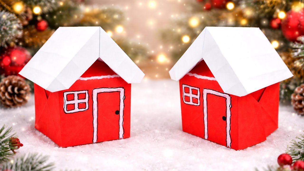 Basteln mit papier Weihnachten: Haus basteln - Weihnachtsdeko selber machen | DIY Bastelideen