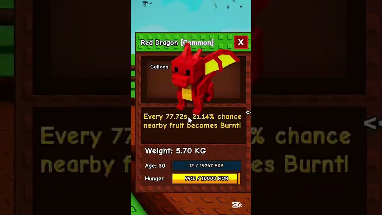 Red Dragon Pet In Grow a garden 