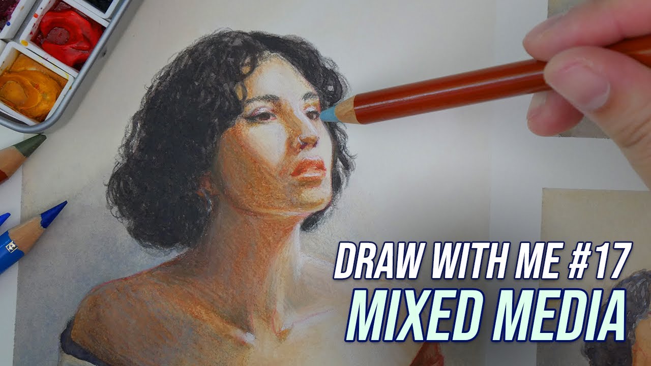 Draw with Me Portrait Study 🍄 Mixed Media Watercolor and Color Pencil