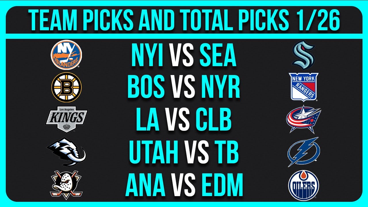 NHL Picks Today 1/26/26 NHL Picks and Predictions