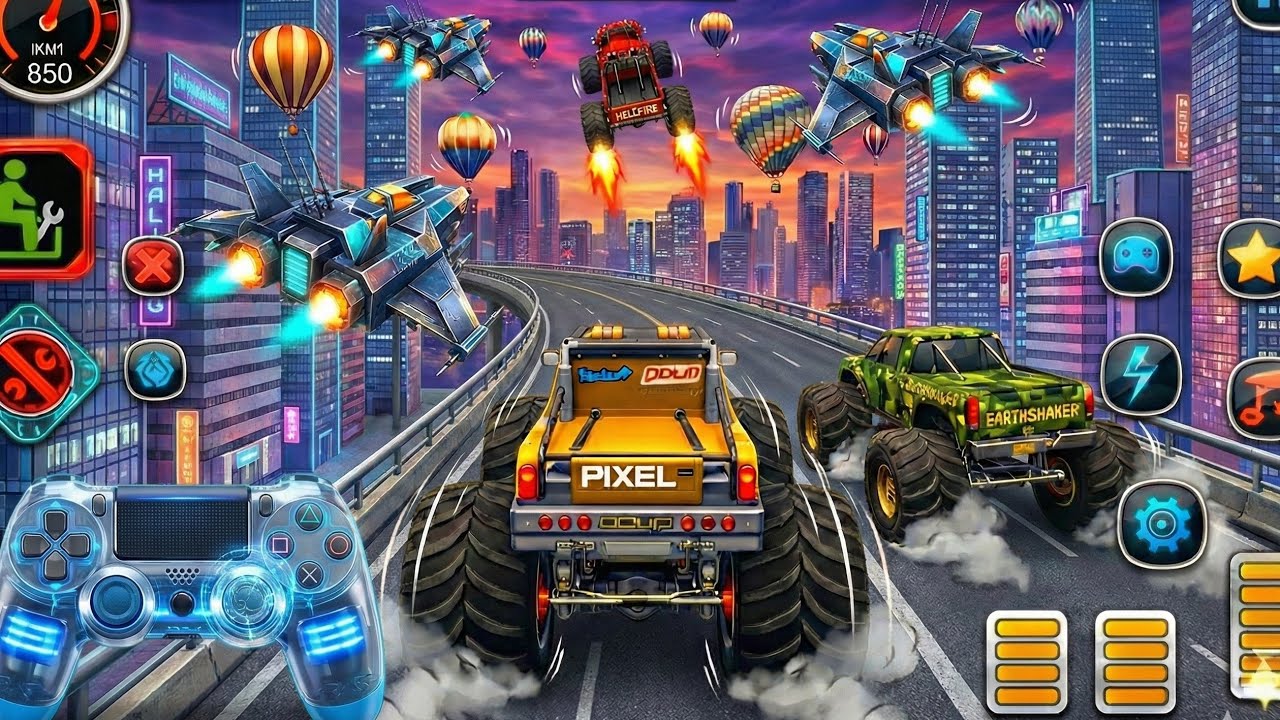 Mega Ramp Challenge! Super Crazy GT Monster Truck Racing Stunts | Android Gameplay #5 Skeleton Play