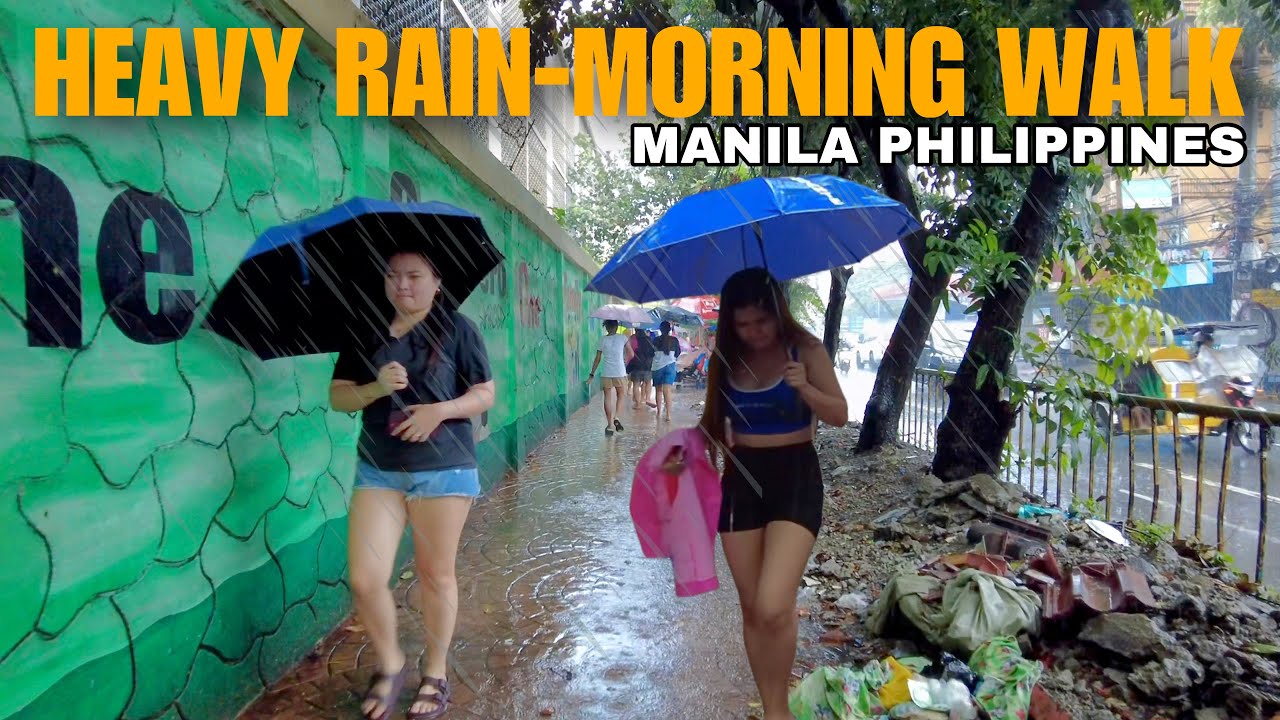 HEAVY RAIN in the Early Morning-MANILA PHILIPPINES [4k] walking tour