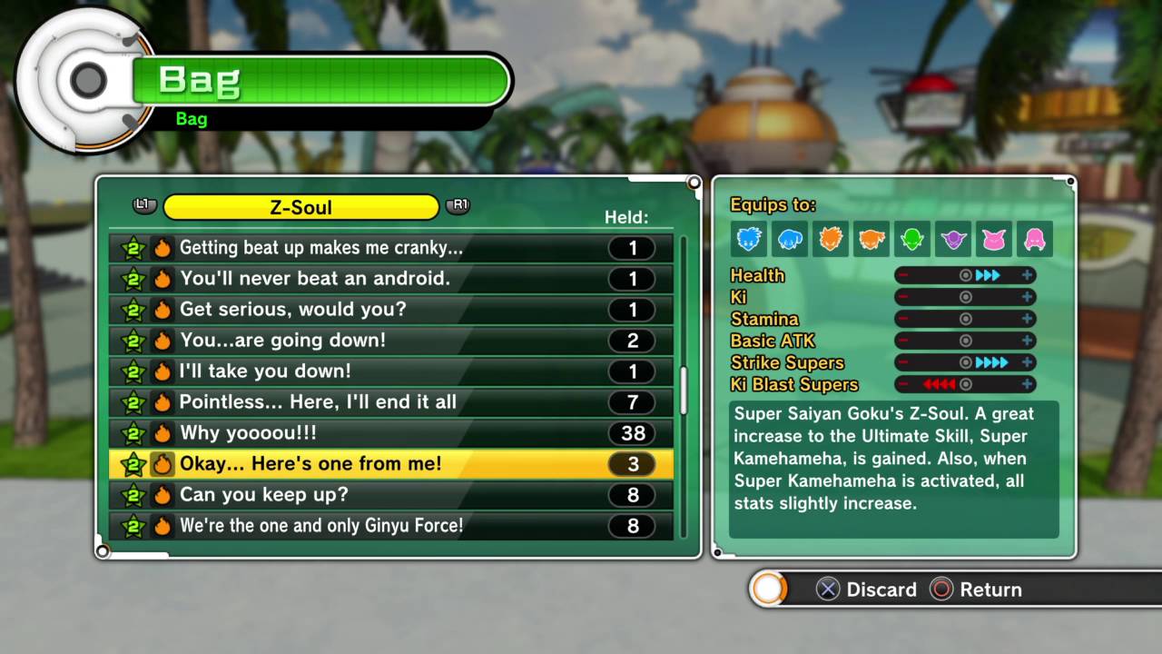Dragon Ball Xenoverse All Z Soul Stats/Details With ALL DLC Packs (1 2 3) - Equipment 100%