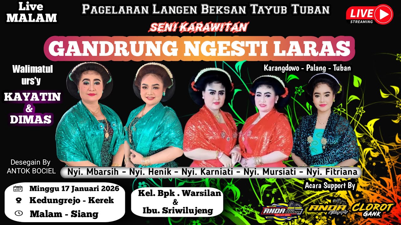 🔴 LIVE TAYUB MALAM '' GANDRUNG NGESTI LARAS '' KEL Bpk. Warsilan Ds. Puter Kec. Kerek 17 Jan 2026