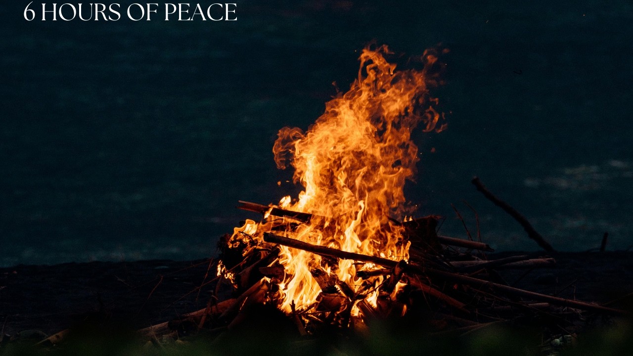 6 Hour Campfire Night Sounds 🔥 Deep Sleep & Cozy Fireplace Ambience | 잠 잘오는 모닥불 소리
