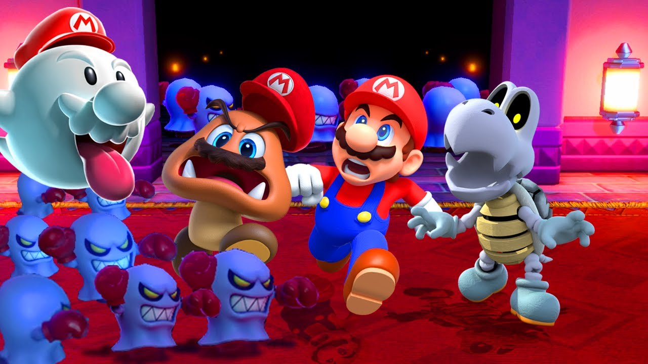 Super Mario Party Minigames - Mario vs 3 Bosses: Dry Bones - Goomba and Boo