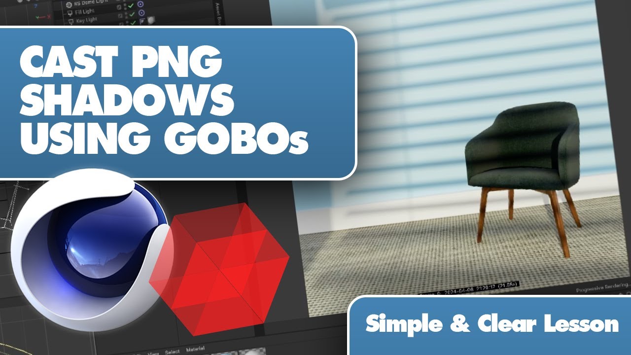 Cast shadows using spotlight based PNGs, with the Gobo function in Cinema 4D and Redshift.