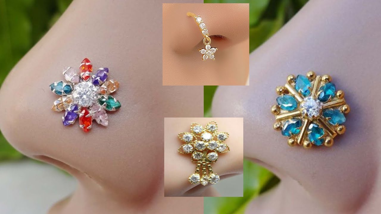 latest gold nose pin design | gold nose stud design image | nose  gold jewlery design |nose rings