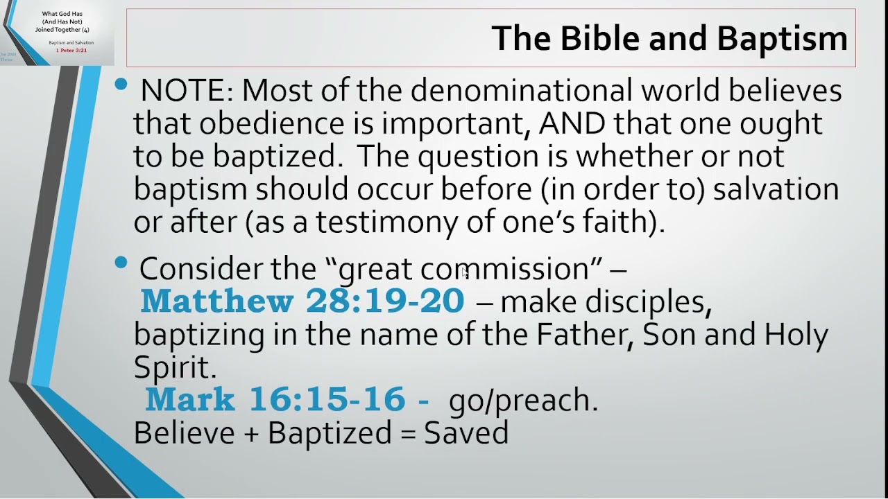 What God Joins Together 4 - Baptism and Salvation - 1