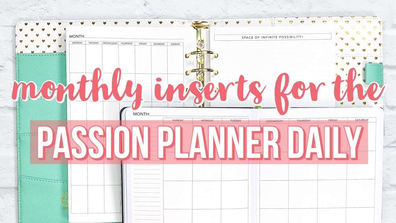 Monthly Inserts for Passion Planner Daily