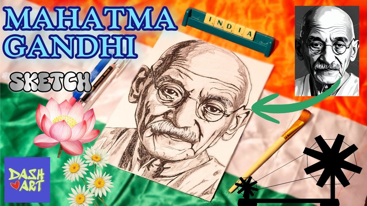 Sketching Mahatma Gandhiji | Timelapse Sketch.