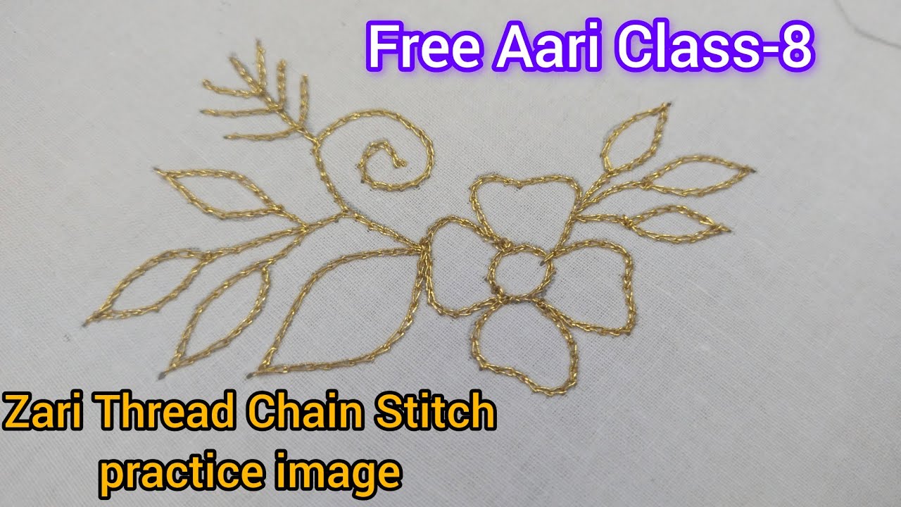 Aari  class-8||Zari Thread Chain Stitch practice image|Aari beginners class in tamil |aari work#aari