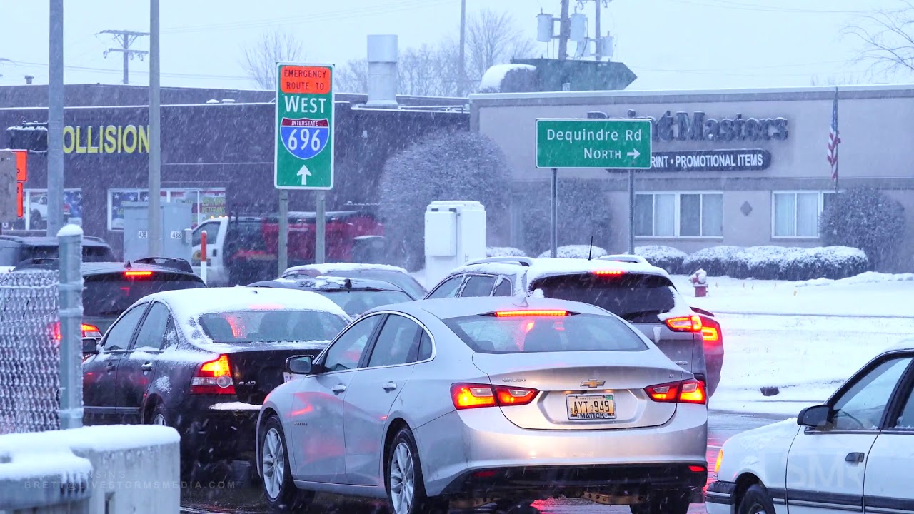 2-13-20 Warren, MI - Rush Hour Snow and Heavy Traffic