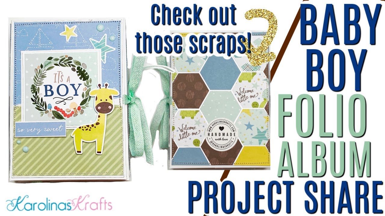 Interactive Baby Boy Trifold Folio Album Project Share using Echo Park Sweet Baby Boy Collection Kit