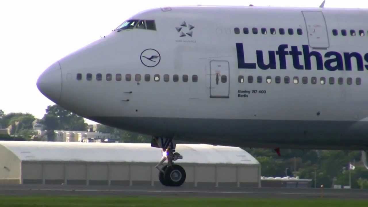 Lufthansa 747 Departs Boston Logan 8-23-2011